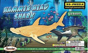 Wood-3D Hammerhead Shark Skeleton Puzzle (12'' Long) Wooden 3D Jigsaw Puzzle #1263