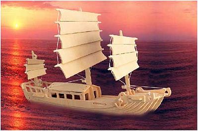 Chinese Junk Ship Sailing Ship 53 Pieces 8 3D Wooden Puzzle 320x119x253mm 