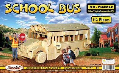 Wood-3D School Bus (9.5 Long) Wooden 3D Jigsaw Puzzle #1428