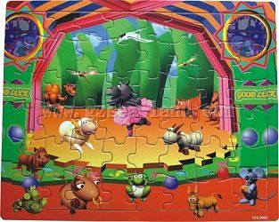 Wood-3D Cartoon Animals on Stage (48pc) Wooden Jigsaw Puzzle #2003