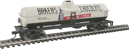 Walthers-Trainline 40 Tank Car Ready to Run Bakers Chocolate GATX Model Train Freight Car HO Scale #1615