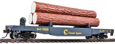 Walthers-Trainline Log Dump Car w/3 Logs Chessie/Baltimore & Ohio #9300 Model Train Freight Car HO Scale #1772