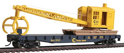 Walthers-Trainline Flatcar w/Logging Crane Chessie System/B&O Model Train Freight Car HO Scale #1782