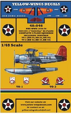 Yellow-Wings USN Curtiss SOC3 Seagull Plane Sq. Plastic Model Aircraft Decal 1/48 Scale #48046
