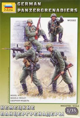Zvezda German Panzergrenadiers (4) Plastic Model Military Figure 1/35 Scale #3582