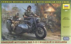 German R12 Motorcycle w/Sidecar & 3 Crew Plastic Model Motorcycle Kit 1/35 Scale #3607