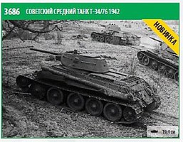 Zvezda Soviet T34/76 Mod 1942 Medium Tank Plastic Model Tank Kit 1/35 Scale #3686