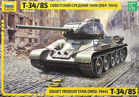 Zvezda Soviet T34/85 Mod 1944 Tank Plastic Model Tank Kit 1/35 Scale #3687