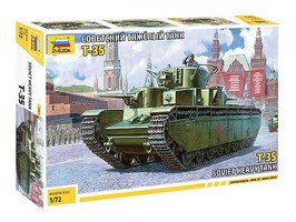 Zvezda Soviet T35 Heavy Tank Plastic Model Military Vehicle Kit 1/72 Scale #5061