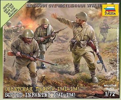 Zvezda Soviet Infantry 1941-43 (10) (Snap) Plastic Model Military Figure 1/72 Scale #6103