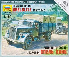 Zvezda German 3t Cargo Truck Snap Kit Plastic Model Military Truck Kit 1/100 Scale #6126