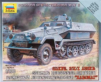 Zvezda Sd.Kfz.251/1 Ausf.B Plastic Model Halftrack Kit 1/100 Scale #6127