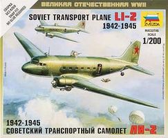 Zvezda Li-2 Soviet Transport Plane Plastic Model Airplane Kit 1/200 Scale #6140