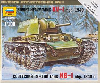 Zvezda KV-1 Soviet Heavy Tank Snap Kit Plastic Model Tank Kit 1/100 Scale #6141