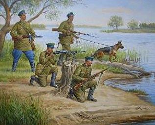Zvezda Soviet Frontier Guards with Dog Plastic Model Military Figure Kit 1/72 Scale #6144