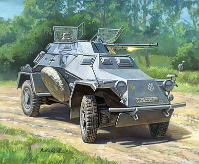 Zvezda Sd/Kfg/222 German Reconnaissance Armored Car Plastic Model Military Vehicle Kit 1/100 #6157