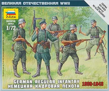 Zvezda German Regular Infantry 1939-43 Snap Kit Plastic Model Military Figure 1/72 Scale #6178