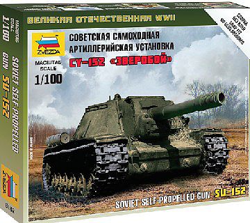 Zvezda Soviet Self-Propelled Gun SU-152 Plastic Model Military Vehicle Kit 1/100 Scale #6182