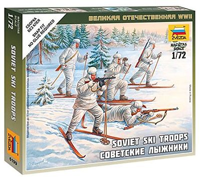 Zvezda Soviet Ski Troops WWII 1/72 Scale Plastic Model Military Figure #6199