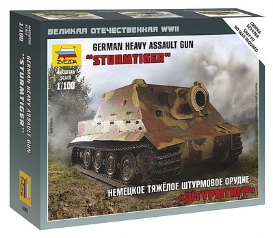 Zvezda German Sturmtiger Gun Tank Plastic Model Military Vehicle Kit 1/100 Scale #6205