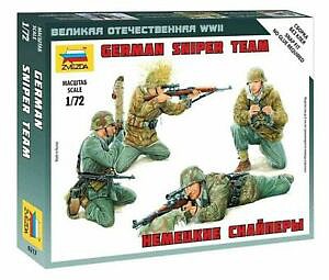Zvezda German Sniper Team(4) Snap Plastic Model Military Figure Kit 1/72 Scale #6217