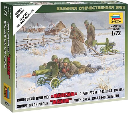 Zvezda WWII Soviet MG Crew w/Machine Guns Winter Uniform Plastic Model Military Figure 1/72 #6220