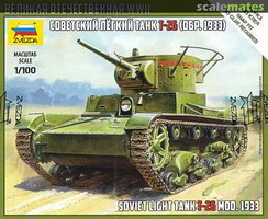 Zvezda Soviet T26 Mod 1933 Light Tank Snap Plastic Model Military Vehicle Kit 1/100 Scale #6246