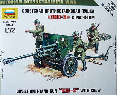 Zvezda Zis-3 Soviet Gun w/Crew 1/72 Scale Plastic Model Military Diorama #6253