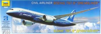 Zvezda Boeing 787-8 Dreamliner Plastic Model Airplane Kit 1/144 Scale #7008