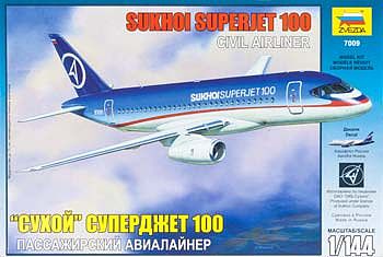Zvezda Sukhoi Superjet 100 Plastic Model Airplane Kit - 1/144 Scale #7009