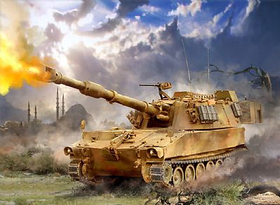 Zvezda US 155mm Self-Propelled M109A2 Howitzer Plastic Model Military Tank Kit 1/100 Scale #7422