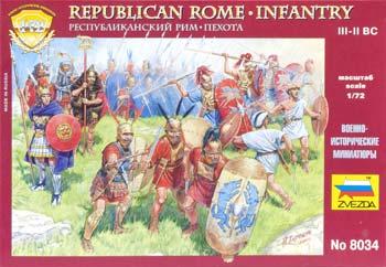 Zvezda Republican Rome - Infantry III-II BC (40) Plastic Model Military Figure 1/72 Scale #8034