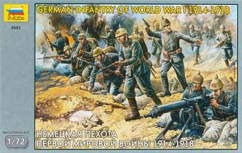 Zvezda German Infantry 1914-18 (41) Plastic Model Military Figure 1/72 Scale #8083