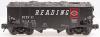 Atlas-O 55-Ton 2-Bay Fishbelly Hopper 2-Rail -- Reading (black & white w/herald & speed lettering) - O-Scale