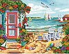 Summertime Inlet (Beach, Chairs, House, Sailboats)(14''x11'') Summertime Inlet (Beach, Chairs, House, Sailboats)(14''x11'')