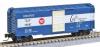 Micro Trains Line 40' Standard Boxcar w/Single Doors -- Missouri Pacific #46887 Blue/Yellow w/White Band, Red Logo,Blk/White Lettering - Z-Scale