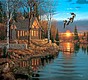Rest Stop (Geese/Cabin/Lake Scene)(16''x20'') Rest Stop (Geese/Cabin/Lake Scene)(16''x20'')
