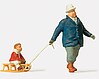 Man Pulling Child on Sled Man Pulling Child on Sled