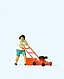 Woman Mowing the Lawn Woman Mowing the Lawn
