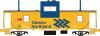 Rapido Trains Inc. Transcona Yard Wide Vision Caboose Lighted & Assembled -- Ontario Northland #120 (yellow, blue) - HO-Scale