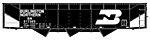 AAR Offset-Side Hopper Burlington Northern HO Scale Model Train Freight Car #7549