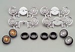 Wire Rims w/Whitewall Chrome Plastic Model Tire Wheel 1/24 Scale #1301