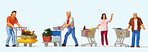 Shoppers With Carts Model Railroad Figure HO Scale #10722