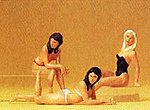 Women on Beach - 2 Sitting & 1 Lying Down Model Railroad Figures G Scale #45015