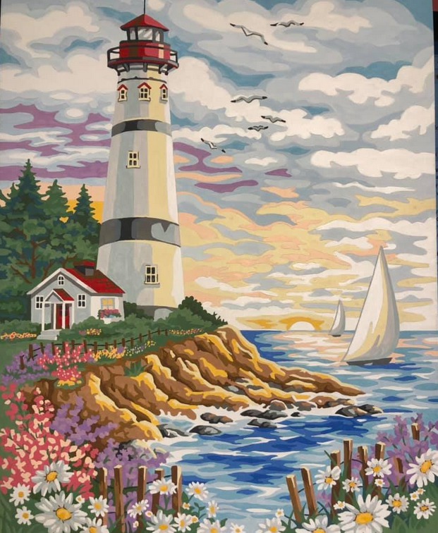 Lighthouse Sunrise Paint By Number Kit Pictures By