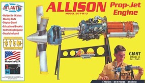 Atlantis Allison Turboprop Engine w/ Moving Parts & Stand Plastic Model Engine Kit 1/10 Scale #1551