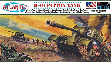 Atlantis US M-46 Patton Tank Plastic Model Military Vehicle Kit 1/48 Scale #301