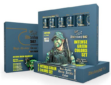 Abteilung Intense Green Acrylic Paint Set (6 Colors) 20ml Tubes Hobby and Model Paint #1166