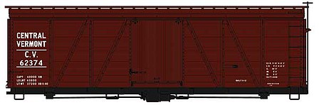 Accurail 36 Fowler Wood Boxcar Central Vermont #62374 HO Scale Model Train Freight Car Kit #1179