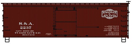 Accurail 36 Double Sheathed Wood Boxcar S&A #2237 HO Scale Model Train Freight Car Kit #1309